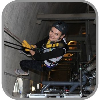 Magda abseiling for National Autistic Society